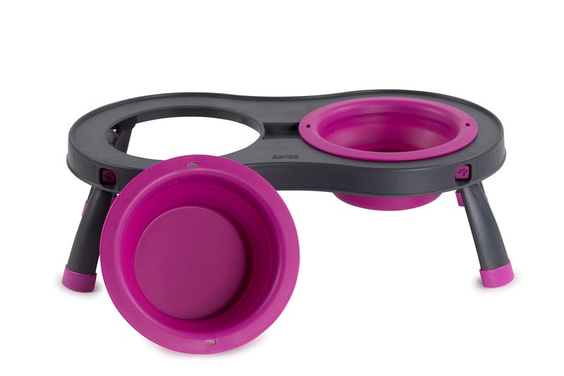 Dexas Pets Double Elevated Pet Feeder, Fuchsia, Small/1 Cup Capacity Bowls (PW1004322405) - Image 2